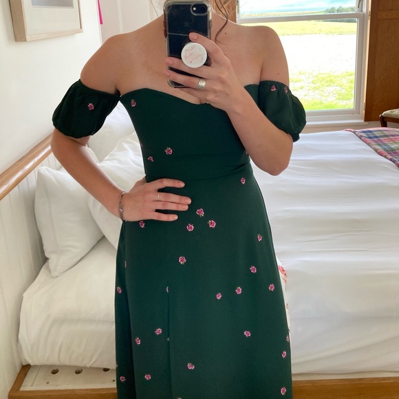 Park & fifth Marian off shoulder green patterned dress size small - Picture 7 of 7